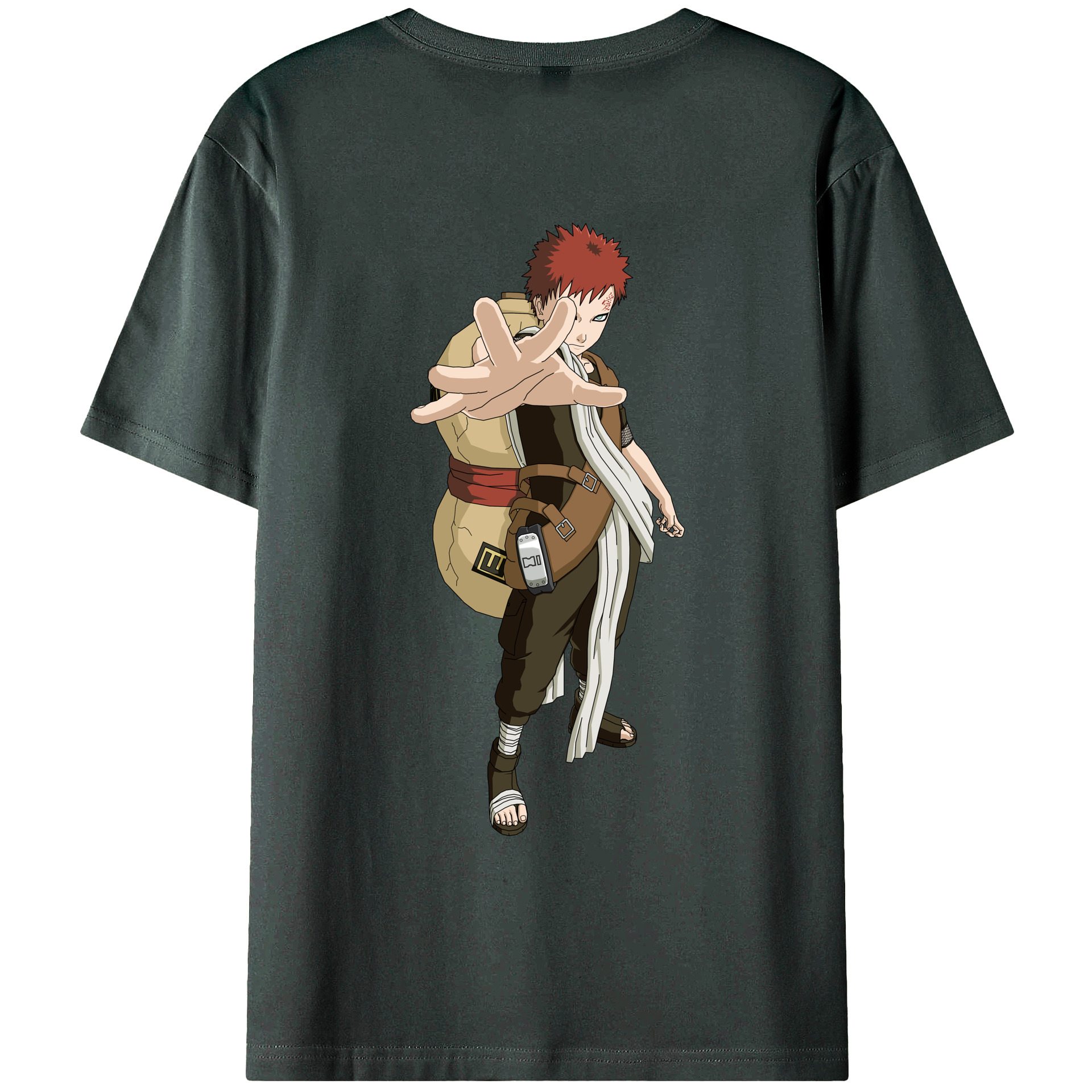 （画像用） NARUTO -ナルト- ガアラ Gaara 綿100％ メンズ半袖Tシャツ（バックプリント） 通気性